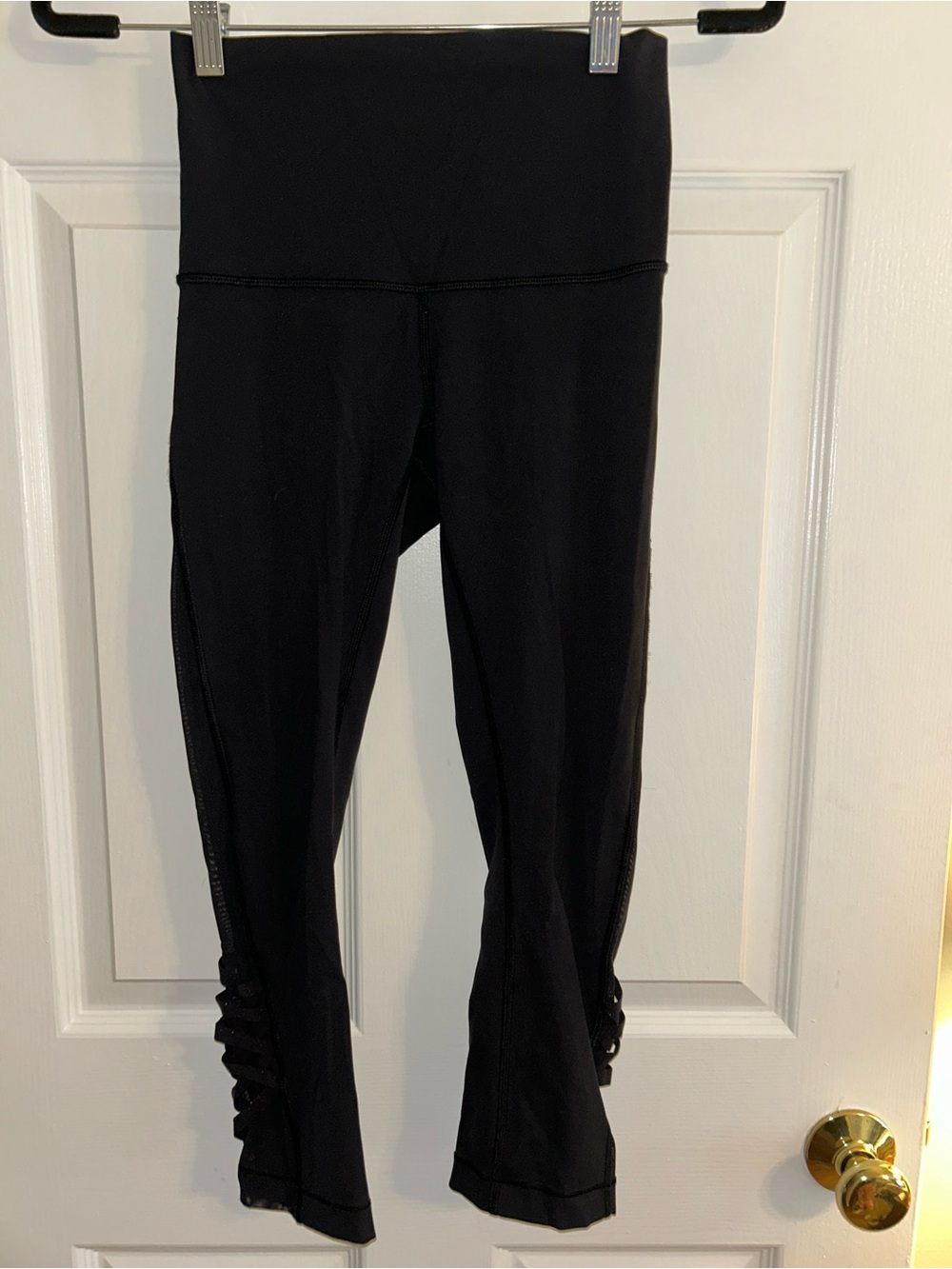 lululemon athletica Black High-Rise Cropped Leggings with Mesh Detail